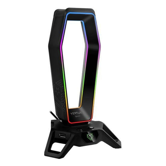 VERTUX HEXARACK.BLK Multi-Function Headphone Stand with 3x USB-A Ports.