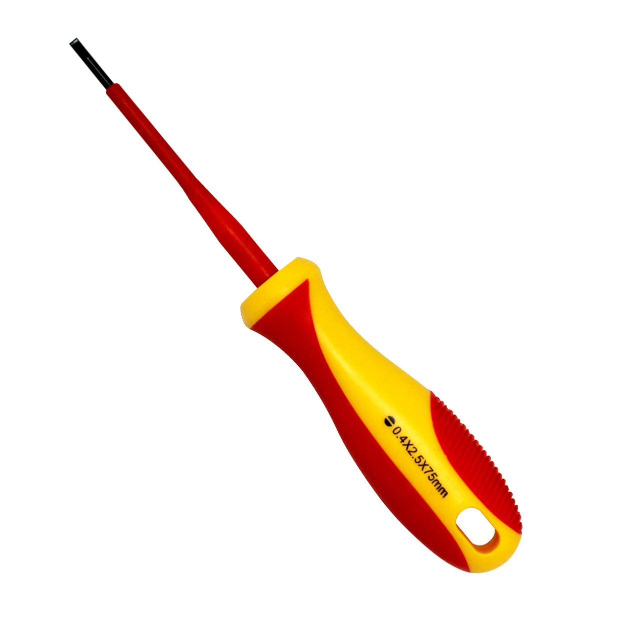 GOLDTOOL_75mm_Electrical_Insulated_VDE_Screwdriver._Tested_to_1000_Volts_AC._(0.4*2.5*75mm)._Yellow/Red_Colour_Handle