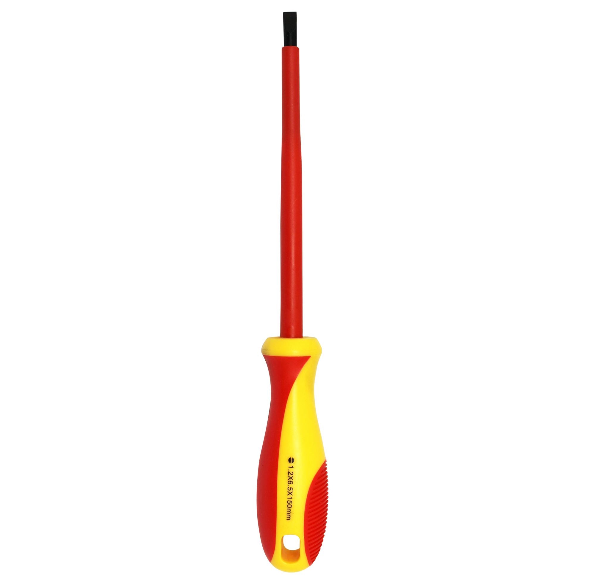GOLDTOOL_150mm_Electrical_Insulated_VDE_Screwdriver._Tested_to_1000_Volts_AC._(1.2*6.5*150mm)._Yellow/Red_Colour_Handle