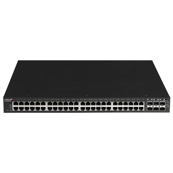 edimax 54-port gigabit poe+ long range web smart switch with 6 sfp+ 10g ports. poe max budget 400w 216 gbps backplane bandwidth. alive check, dhcp snooping, qos, cos,  tech supply shed