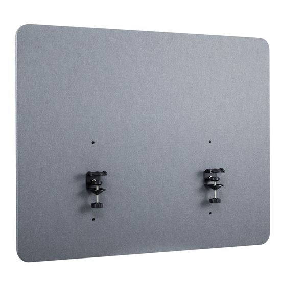 BRATECK_.75m_Desktop_Privacy_Panel_with_2x_Heavy-Duty_Clamp._Felt_Surface_to_Reduce_Office_Noise._Screen_Dims_750x600x20mm._Grey_Colour._Pair_with_TP18075_or_TP18075L
