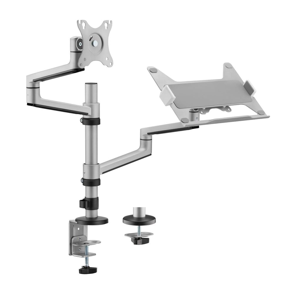 BRATECK 17"-32" Dual Arm Premium Articulating Monitor Arm & PC Tray.