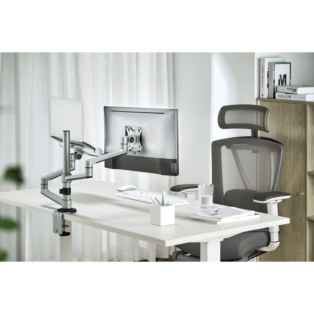 BRATECK 17"-32" Dual Arm Premium Articulating Monitor Arm & PC Tray.
