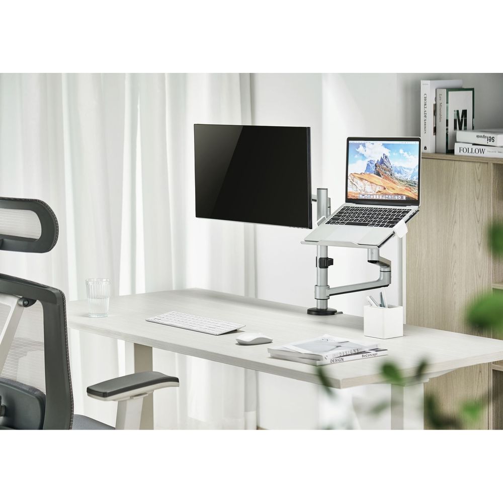 BRATECK 17"-32" Dual Arm Premium Articulating Monitor Arm & PC Tray.