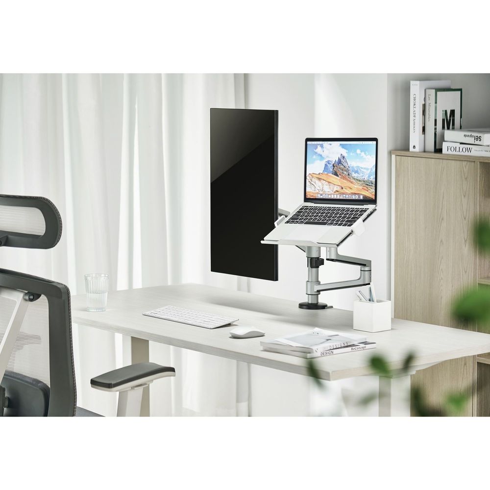 BRATECK 17"-32" Dual Arm Premium Articulating Monitor Arm & PC Tray.