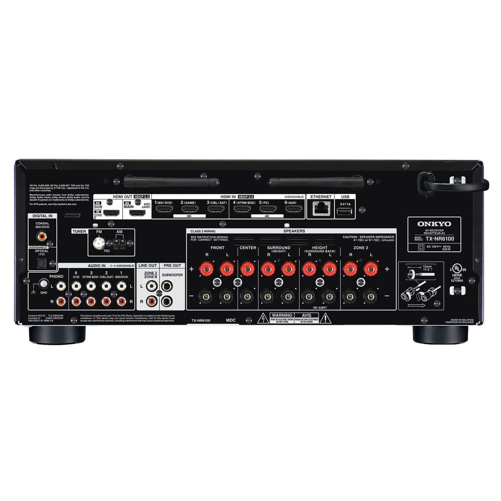 TXNR6100B - ONKYO 7.2 CH Home theatre receiver. 2 zones audio and video with main HDMI out 8K