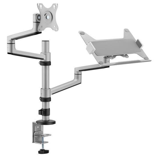 brateck 17"-32" dual arm premium articulating monitor arm & pc tray. tech supply shed