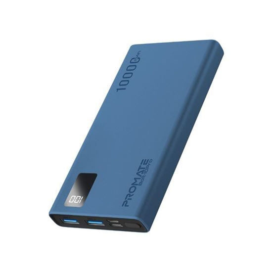 PROMATE 10000mAh Power Bank with Smart LED Display & Super Slim - Colour Options