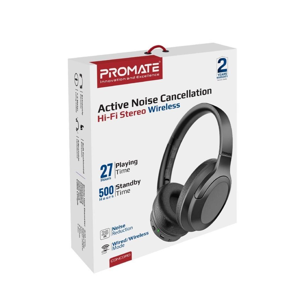 PROMATE Stereo Bluetooth Wireless Active Noise Cancelling Over-ear