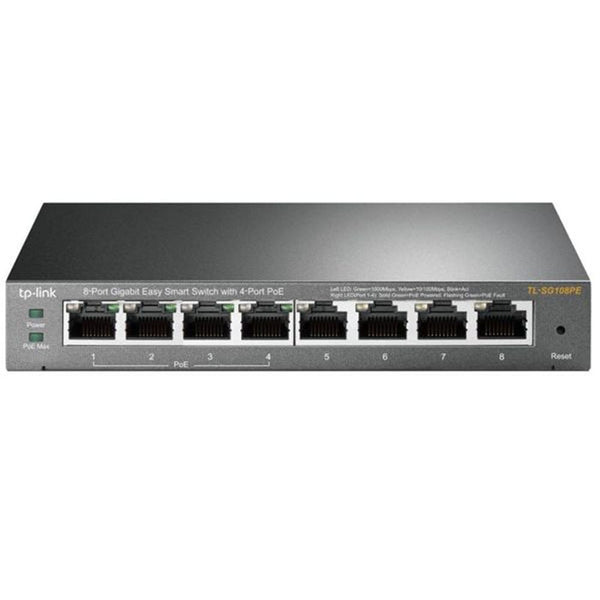 tp-link tl-sg108pe 8 port gigabit easy smart switch with 4 port poe tech supply shed
