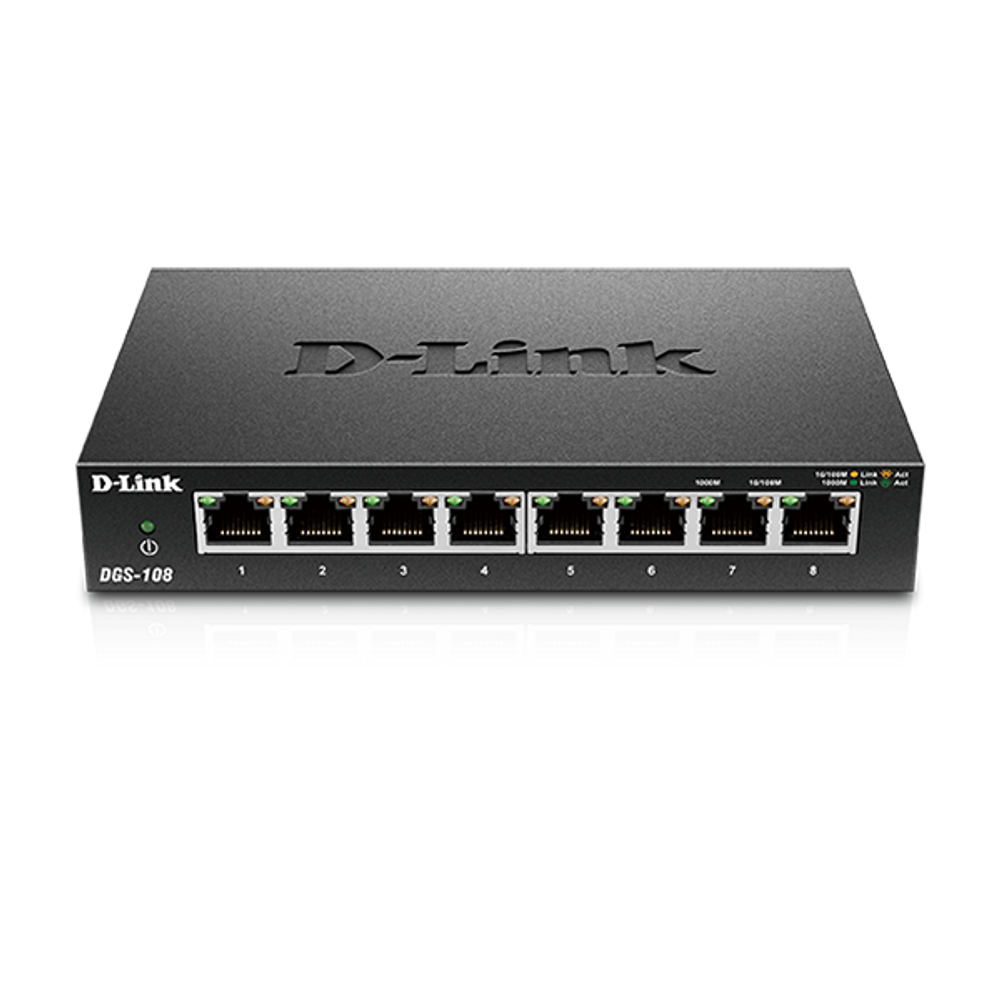 D-Link DGS-108 8-Port Gigabit Desktop Switch (Metal Housing)