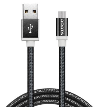 adata usb type a (m) to micro usb type b (m) braided black 1m connection cable tech supply shed