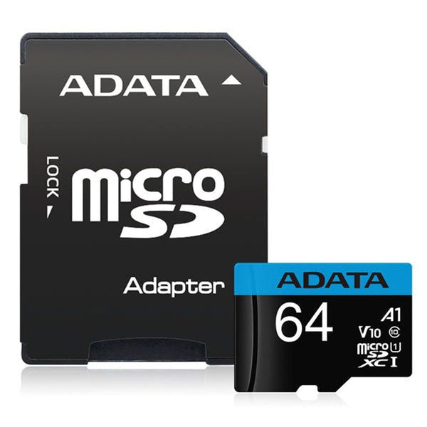 adata premier microsdxc uhs-i a1 v10 card 64gb + adapter tech supply shed