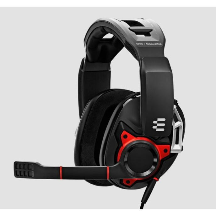 epos gsp 600 closed acoustic multi-platform stereo wired gaming headset - black / red  tech supply shed