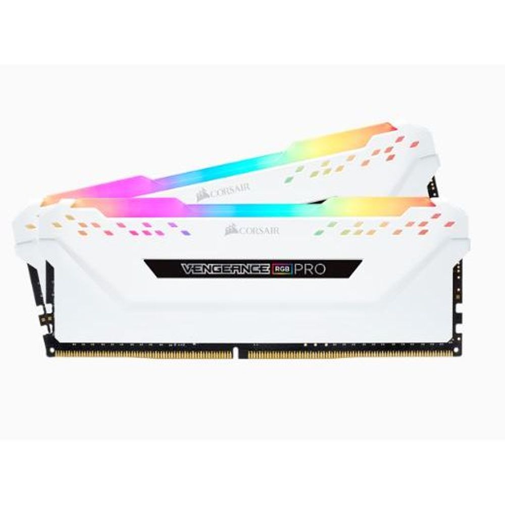 Corsair CMW16GX4M2c3200C16W DDR4, 3200MHz 16GB 2 X 288 Dimm, Unbuffered, Vengeance RGB Pro White Heat Spreader, RGB LED, 1.35v