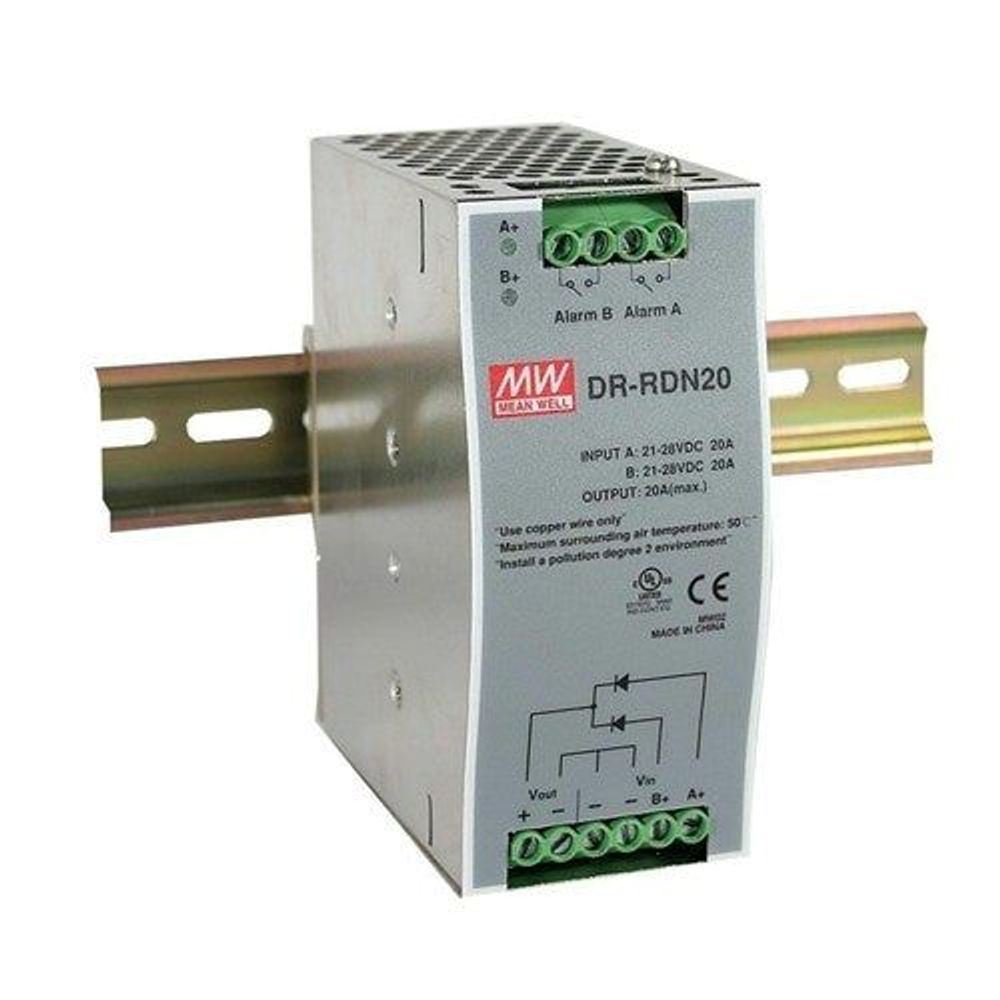 DR-RDN20 - Redundant Module 25V 20A 30V-Reverse DIN MOUNT