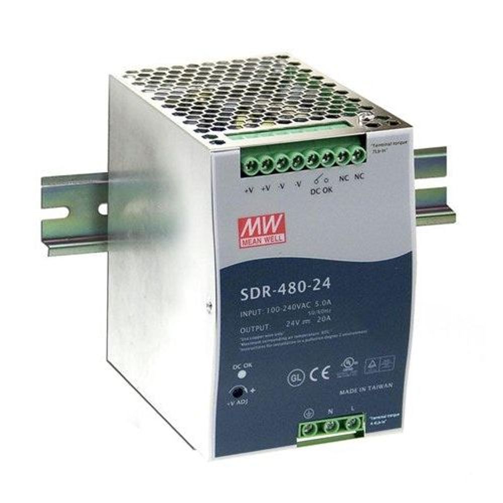 SDR-480-24 - 24VDC 20A Din Rail Mount PSU