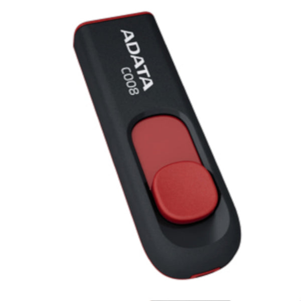 adata c008 retractable usb2.0 flash drive 32gb black/red tech supply shed