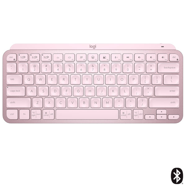 logitech mx keys mini bluetooth/ wireless keyboard rose pink tech supply shed