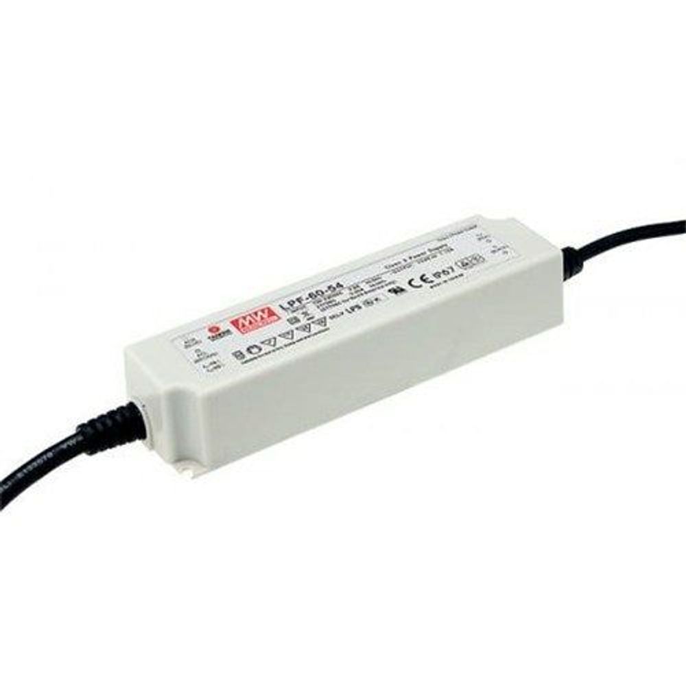 LPF-60-12 - Mean Well 12VDC 5A IP67 LED Power Supply with Plastic Case