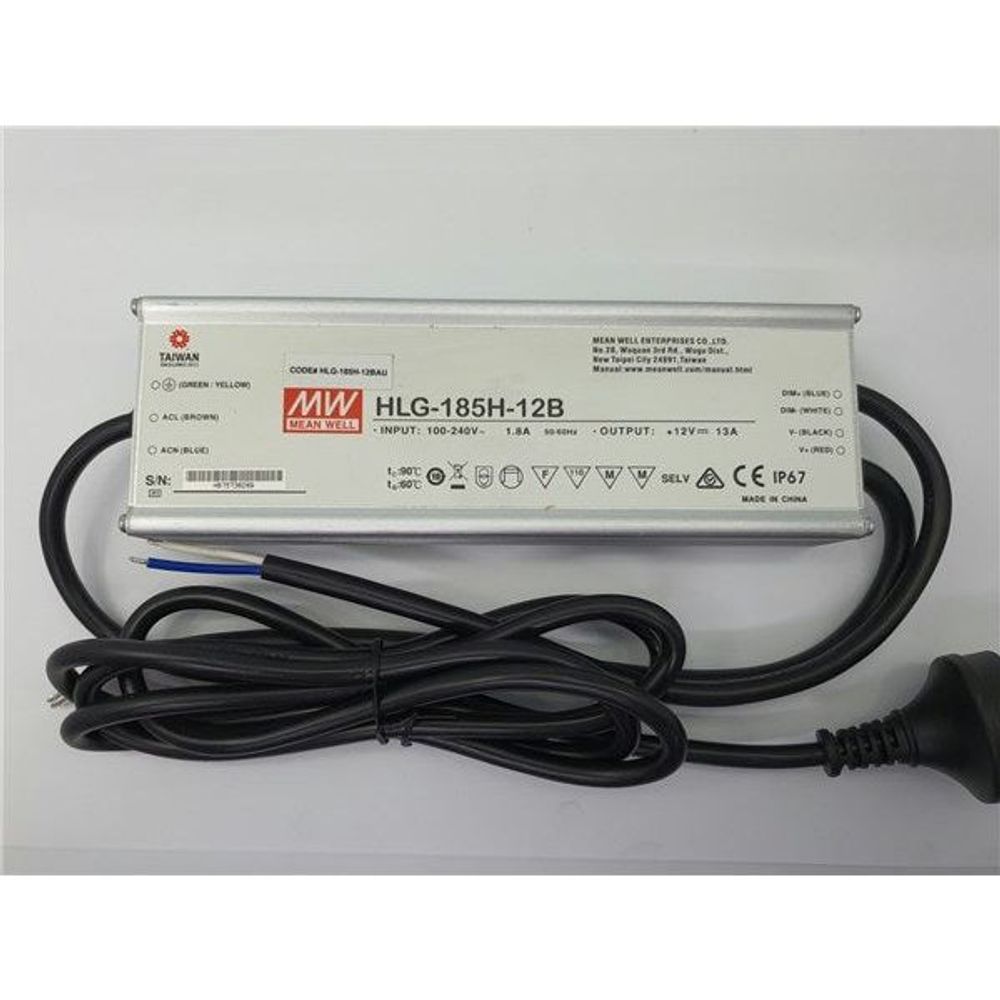 HLG-185H-12B - 12VDC 13A LED Power Supply - 185W