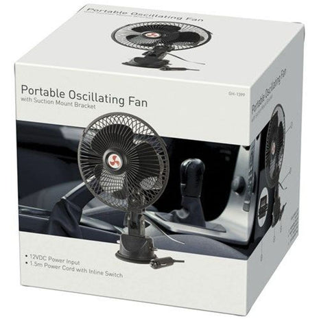 GH1399 - 12VDC Oscillating Fan with Suction Mount Bracket