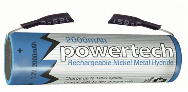 SB1708 - 1.2V AA 2000mAH Rechargeable Ni-MH Powertech Battery - Solder Tag