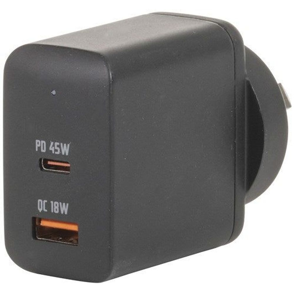 MP3427 - 45W Dual USB Type-C + A Mains Power Adaptor