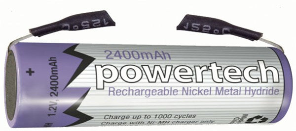SB1728 - 1.2V AA 2400mAH Rechargeable Ni-MH Powertech Battery - Solder Tag