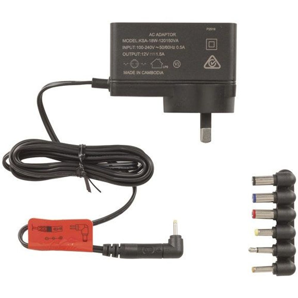 MP3486 - 12V DC 1.5A Slim Power Supply 7DC Plugs