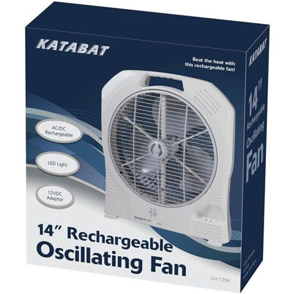 GH1294 - Katabat 14 Inch AC/12VDC Rechargeable Oscillating Fan