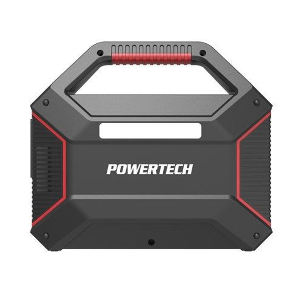 Portable power centre with POWERTECH logo, recessed front panel and ventilation grilles.