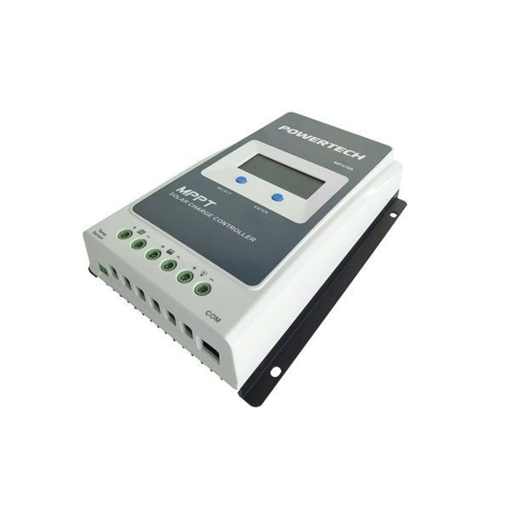 MPPT solar charge controller with LCD screen and side mounting bracket