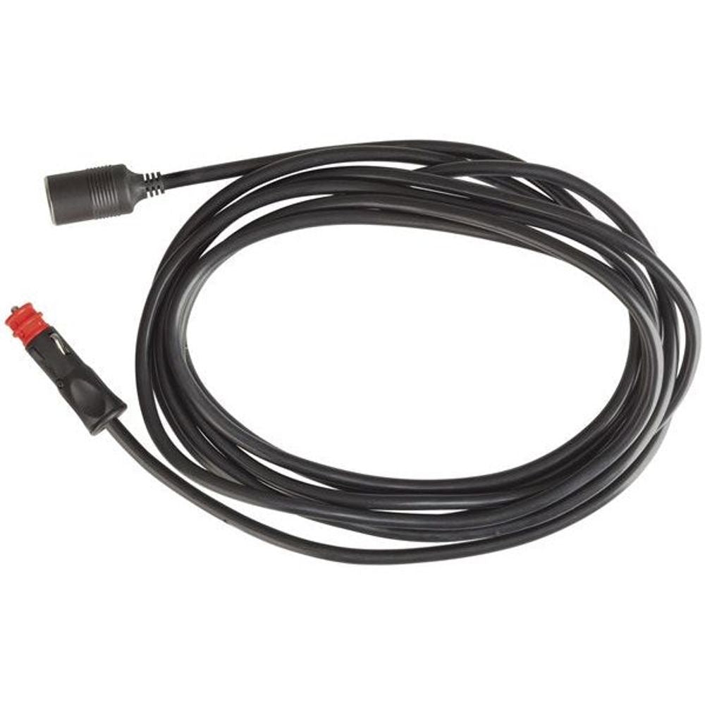 Heavy-duty 10A cigarette lighter extension cable, coiled black cable with plugs