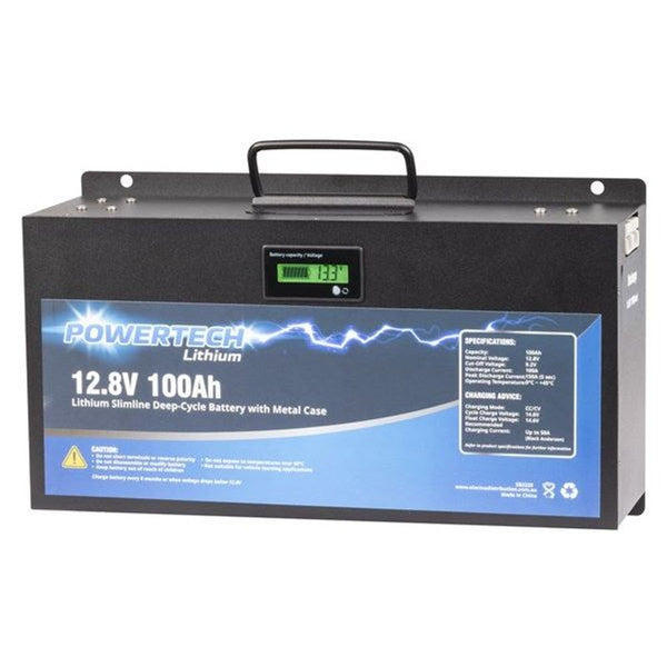 SB2220 - 12.8V 100Ah Lithium Slimline Deep Cycle Battery with Metal Case