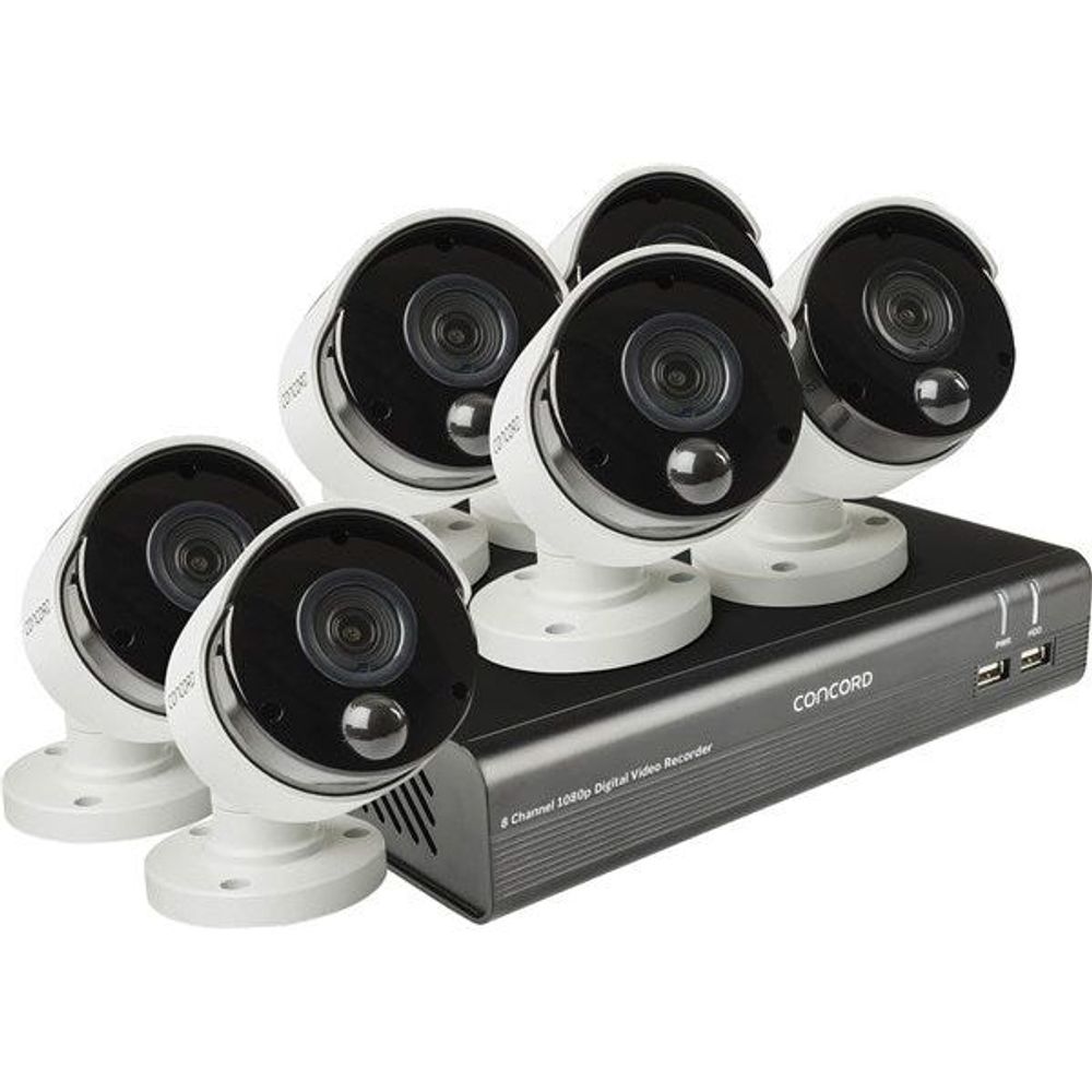 CDK8262P-V2 - Concord 8 Channel 1080p AHD DVR Package - 6x1080p PIR Bullet Cameras v2