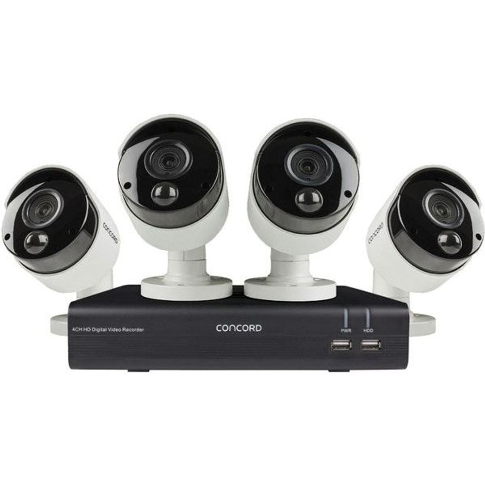 CDK4242P-V2 - Concord 4 Channel HD DVR Package - 4x1080p PIR Bullet Cameras v2