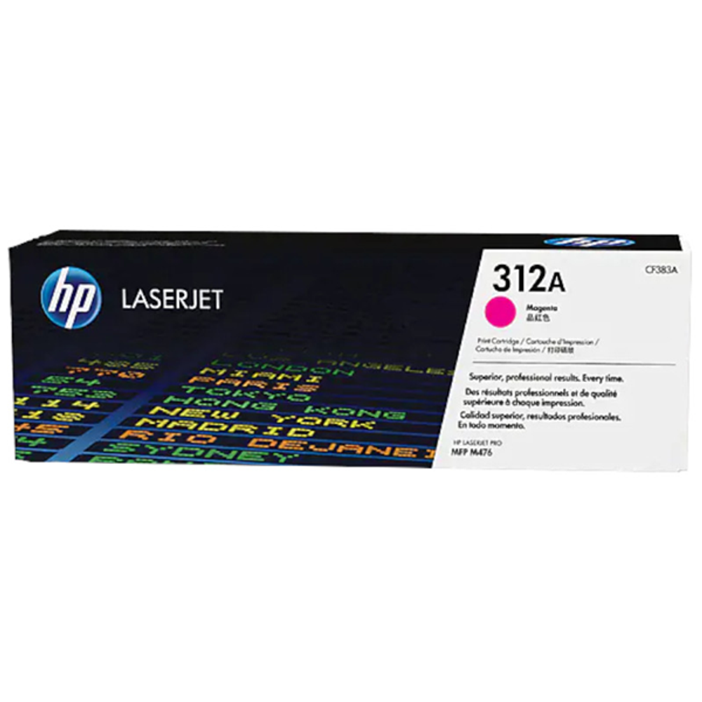 HP LaserJet 312A Magenta toner cartridge in box with color badge