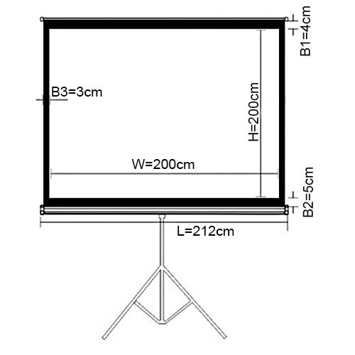 BRATECK 112'' Projector Screen, with Tripod. 1:1 Aspect ratio. 2m x 2m (WxH)