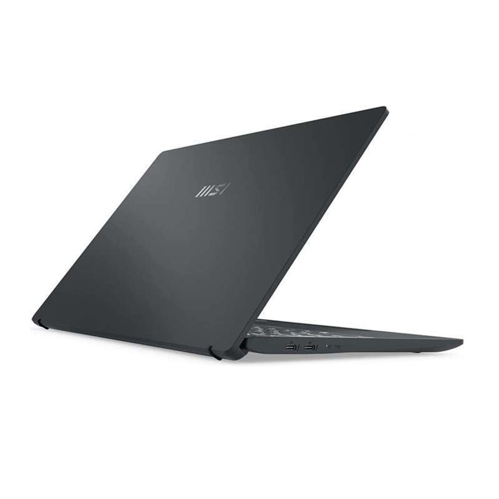 MSI gray laptop notebook closed, slim lid with logo and side ports