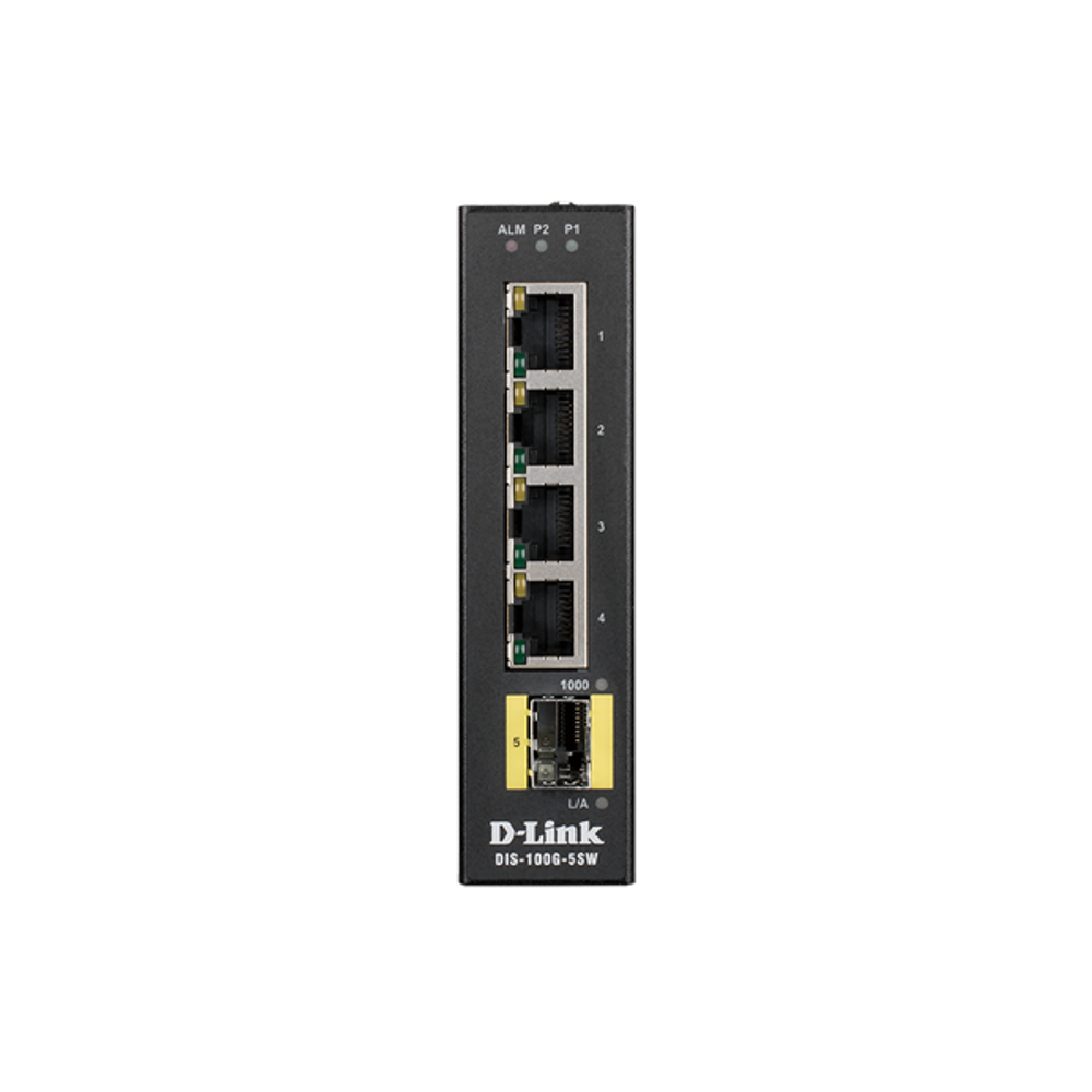 D-Link DIS-100G-5SW 5-Port Gigabit Industrial Switch with 4 1000base-T Ports And 1 Sfp Port