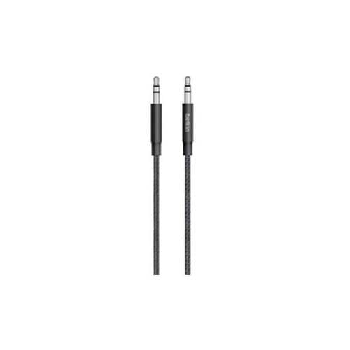 AV10164BT04-BLK - Belkin MIXIT Metallic AUX Cable - 1.22 m Mini-phone Audio Cable for Audio Device, Speaker, Smartphone, Tablet, Stereo Receiver - First End: 1 x Mini-phone Stereo Audio - Male - Second End: 1 x Mini-phone Stereo Audio - Male - Black