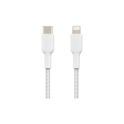 CAA004BT1MWH - Belkin Lightning/USB-C Data Transfer Cable - 1 m Lightning/USB-C Data Transfer Cable for iPhone, iPad - First End: 1 x Lightning Male - Second End: 1 x USB Type C Male - MFI - White