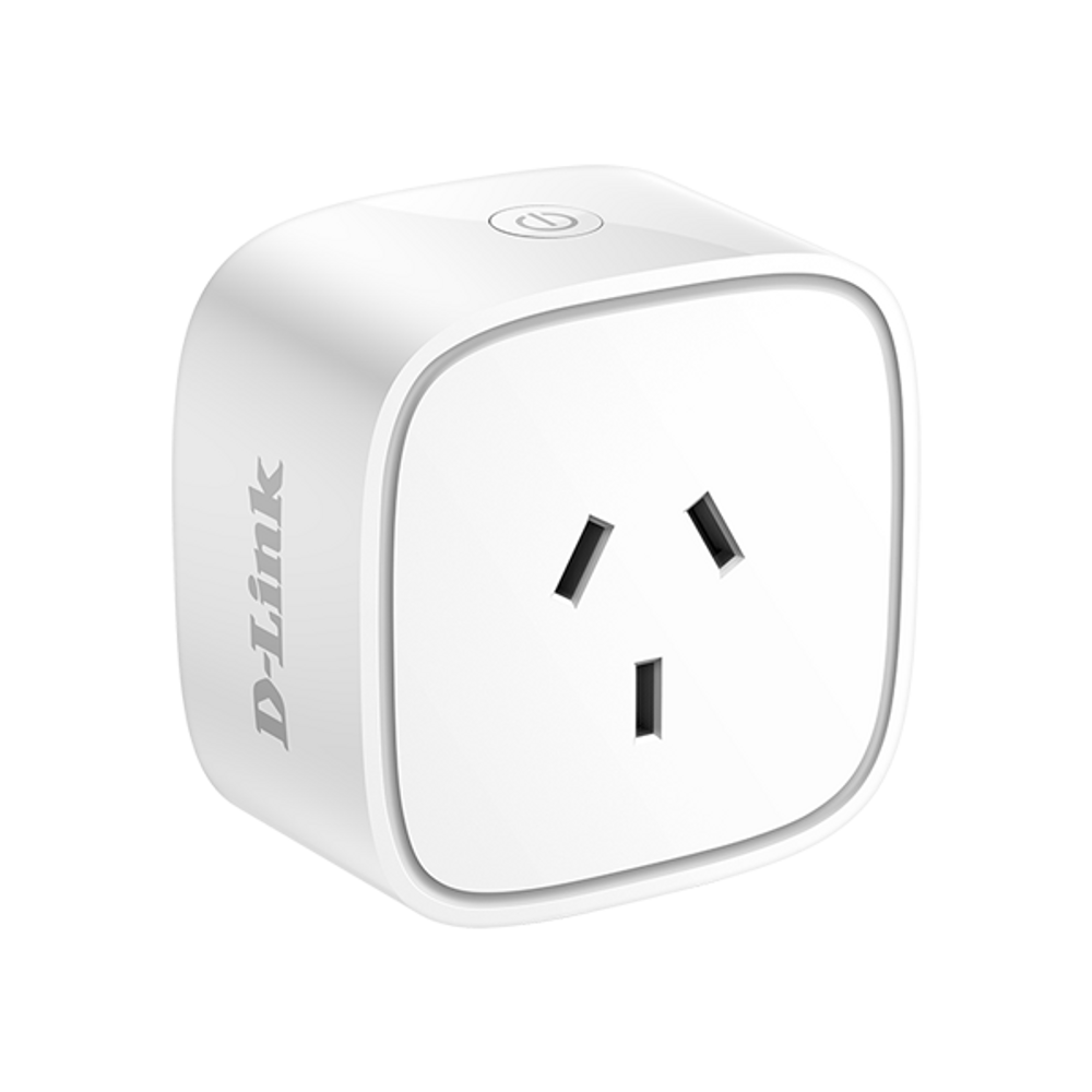 White mini Wi‑Fi smart plug with side logo and two-prong outlet