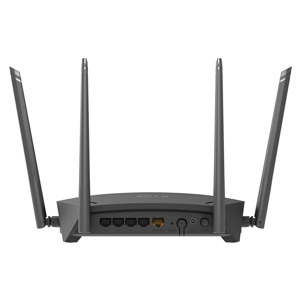 Back panel of mesh Wi-Fi router with Ethernet ports and power controls