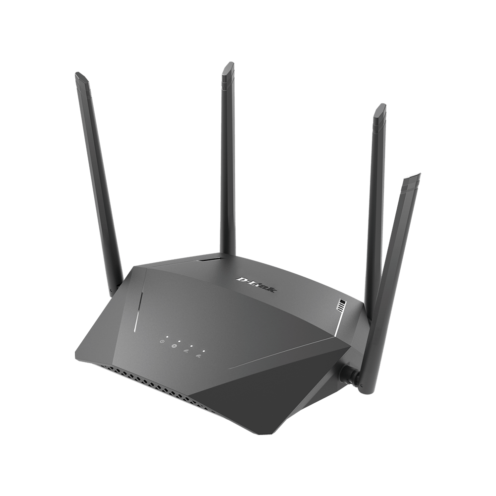 Mesh gigabit router with four antennas, top panel and indicator lights