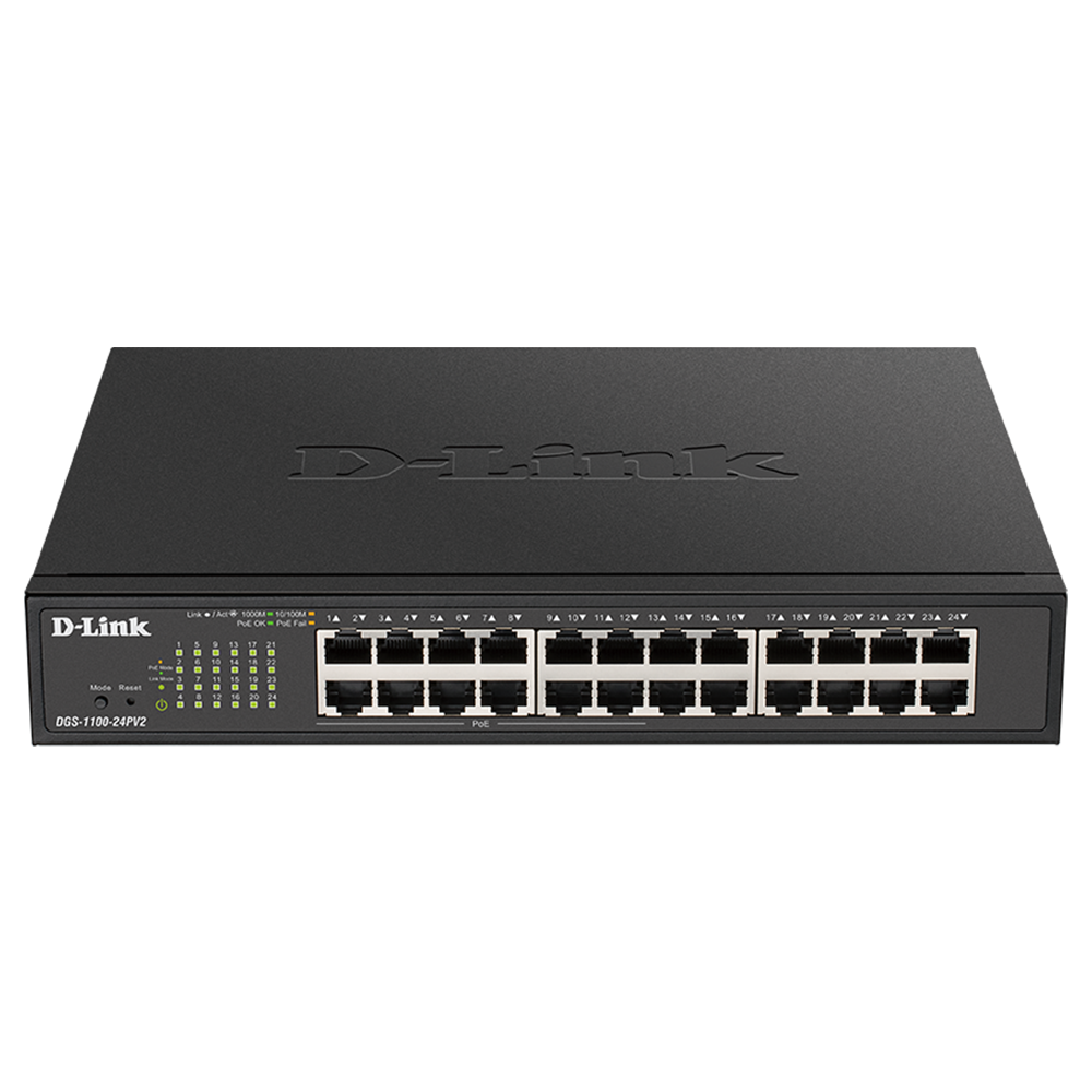 D-Link DGS-1100-24PV2 24-Port Gigabit Smart Managed Switch with 12 PoE+ Ports. PoE Budget 100w.