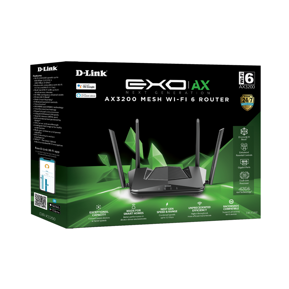 D-Link DIR-X3260 EXO AX AX3200 Mesh Wi-Fi 6 Router