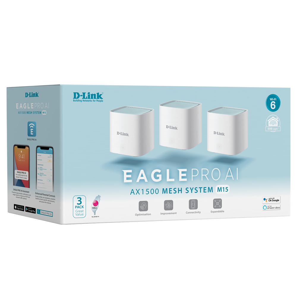 D-Link Eagle Pro AI AX1500 mesh system M15 3-pack retail box