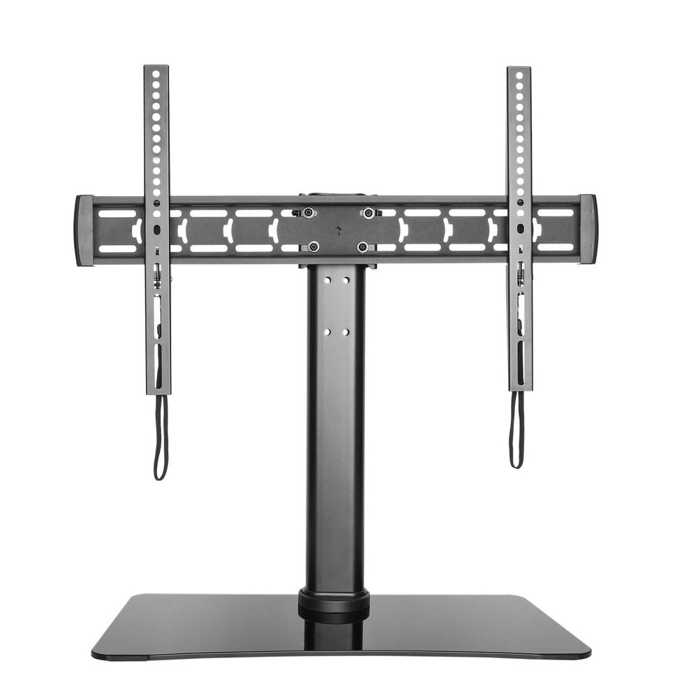 BRATECK 32''-55'' TV Desk Stand with Glass Base. Height Adjustable with Tilt & Rotate. VESA Supports up to 600x400